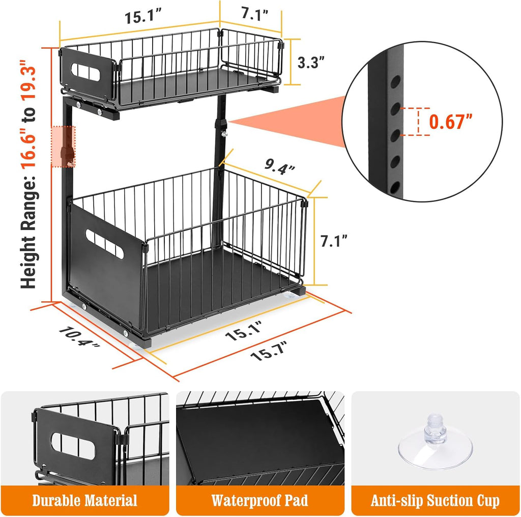 Under Sink Organizers and Storage, 2-Tier Pull Out Cabinet Organizer