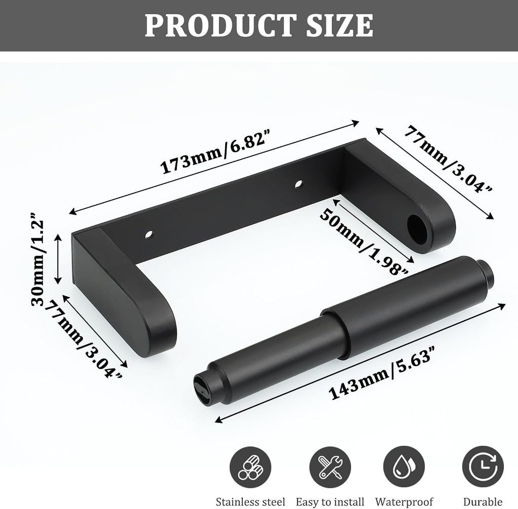 Alise Black Toilet Paper Holder Wall Mounted with Adhesive or Wall Drilling