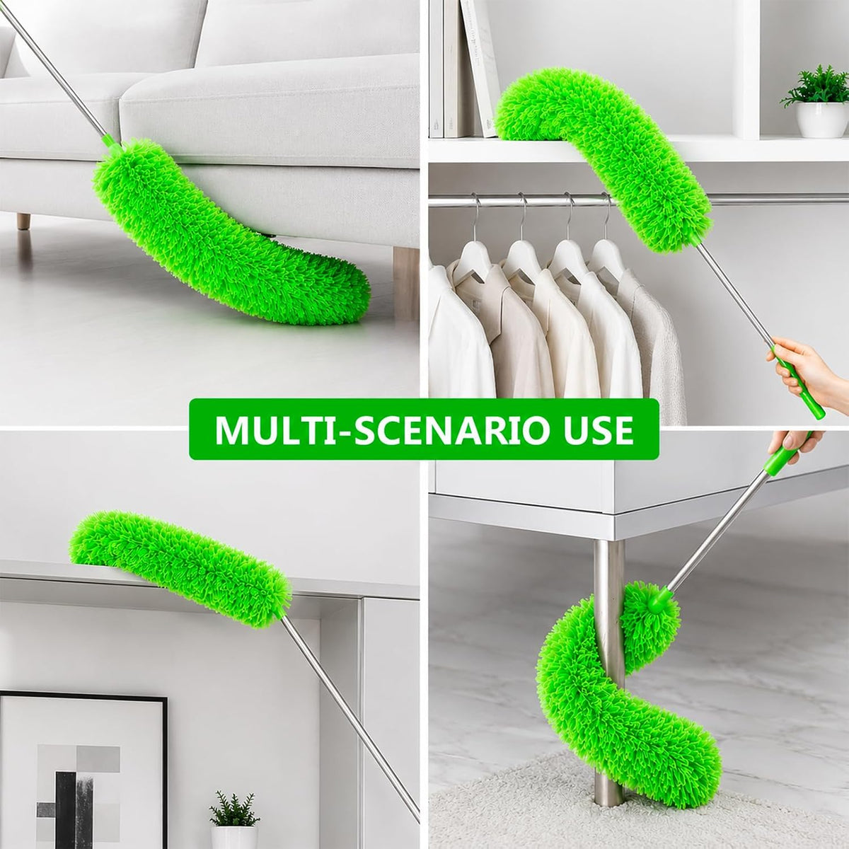 AZUN Microfiber Duster for Ceiling Fans, 30-100 in Telescoping Pole, Green