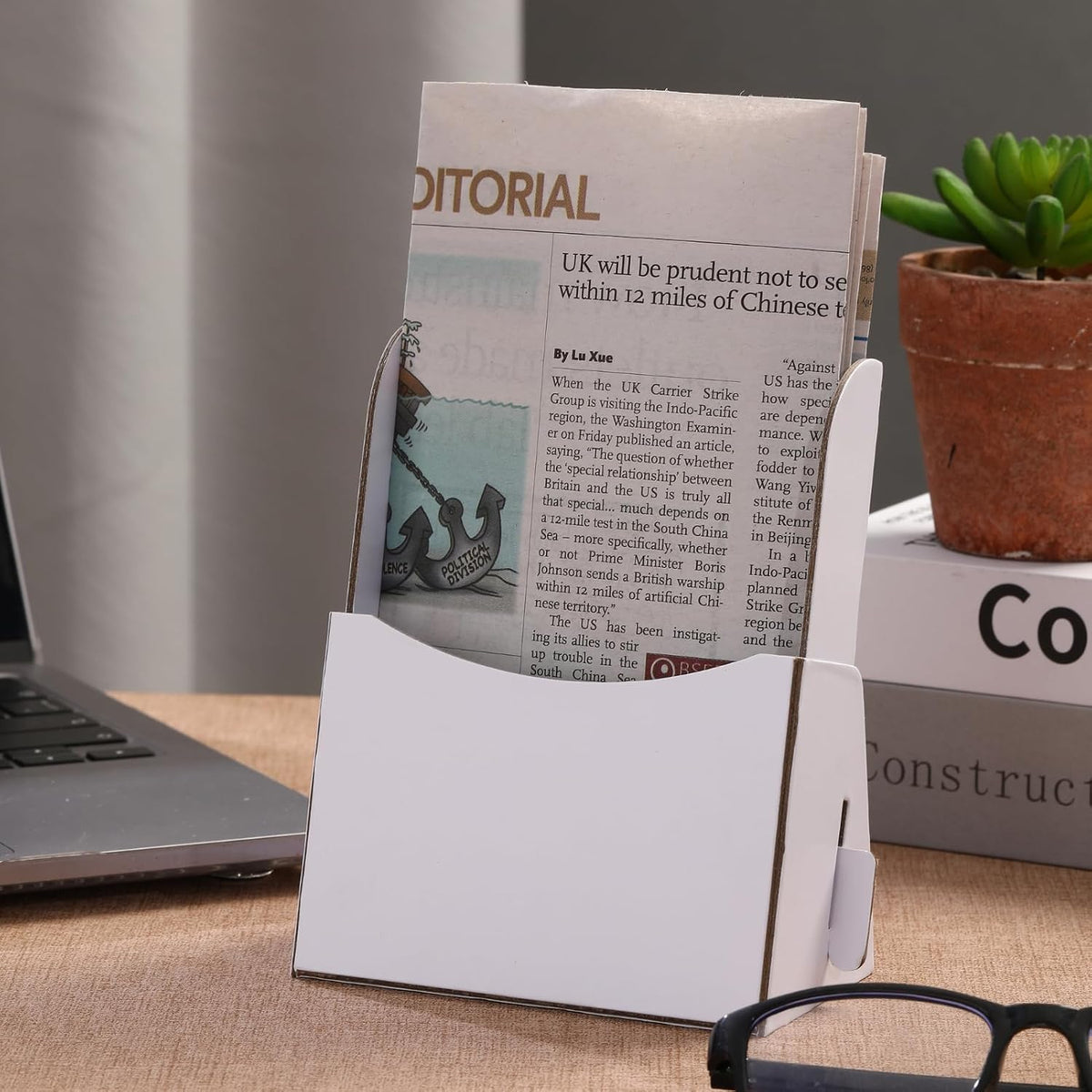 50Pcs Corrugated Trifold Brochure Holder 4.33x5.51 Inch with Slant Back - Literature Display Holder Stand for Rack Cards, Pamphlets, Menus, Flyers & Booklets - Countertop Organizer for Office,Store