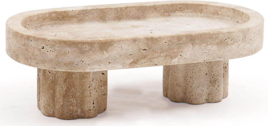 Radicaln Travertine Tray with Legs 10" Decorative Bathroom Vanity Tray