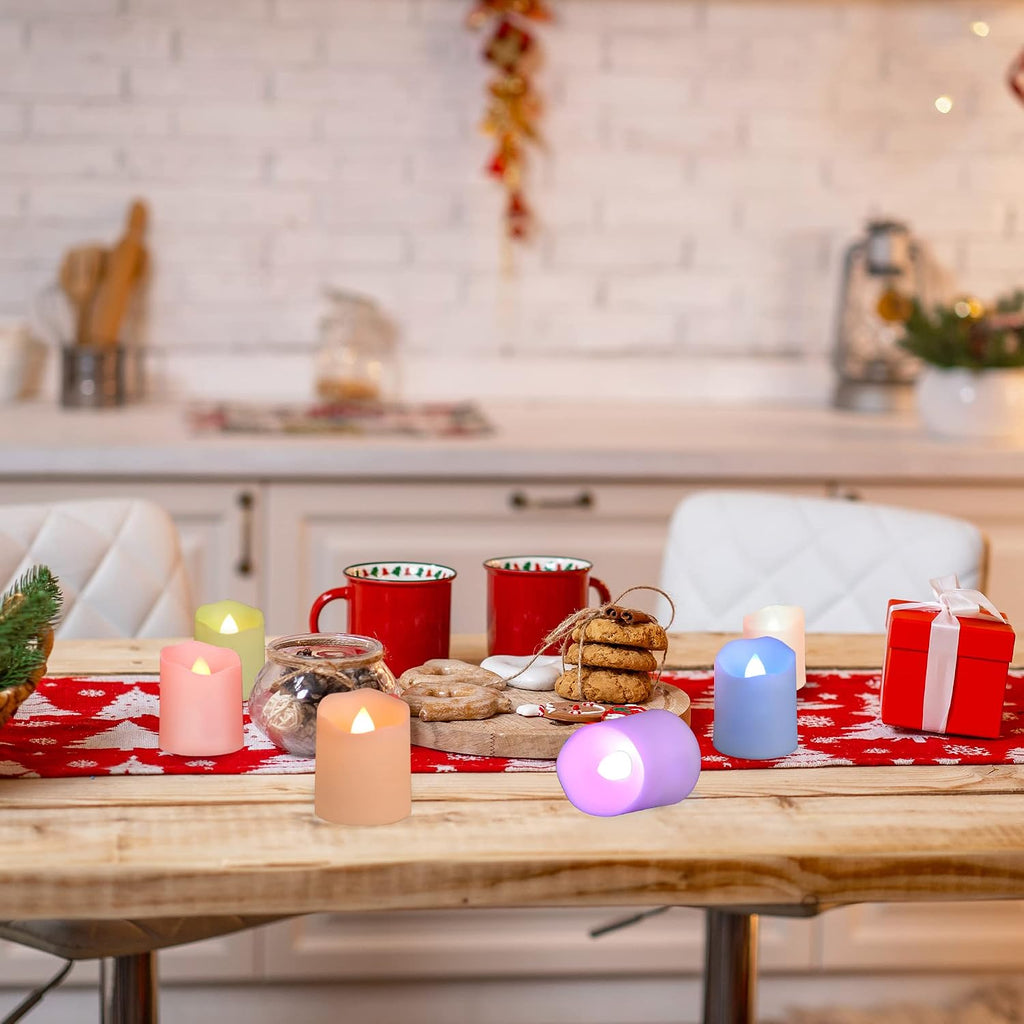 FPOO RGB Rechargeable Flameless Tea Lights Candles, Timer & Remote, 12PCS