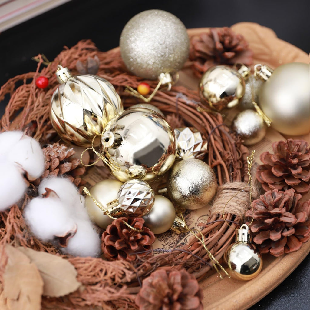 HipTree 30ct 1.18" Champagne Gold Mini Baubles Xmas Halloween Tree Decor