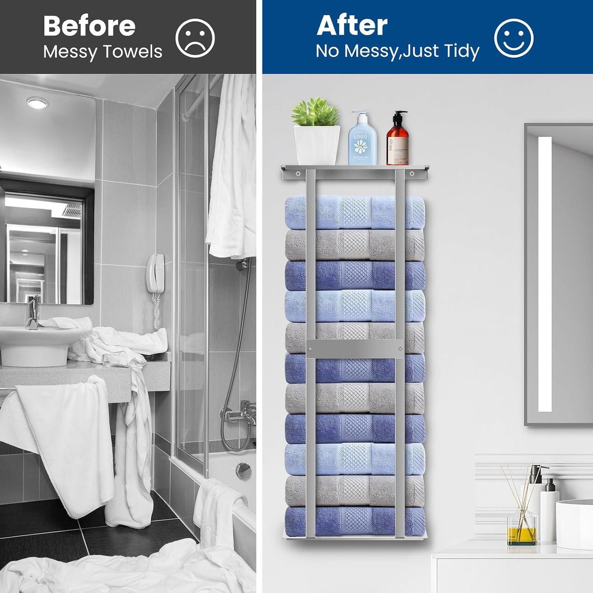 Bathroom Towel Storage Rack, Wall Mounted Bathroom Towel Rack