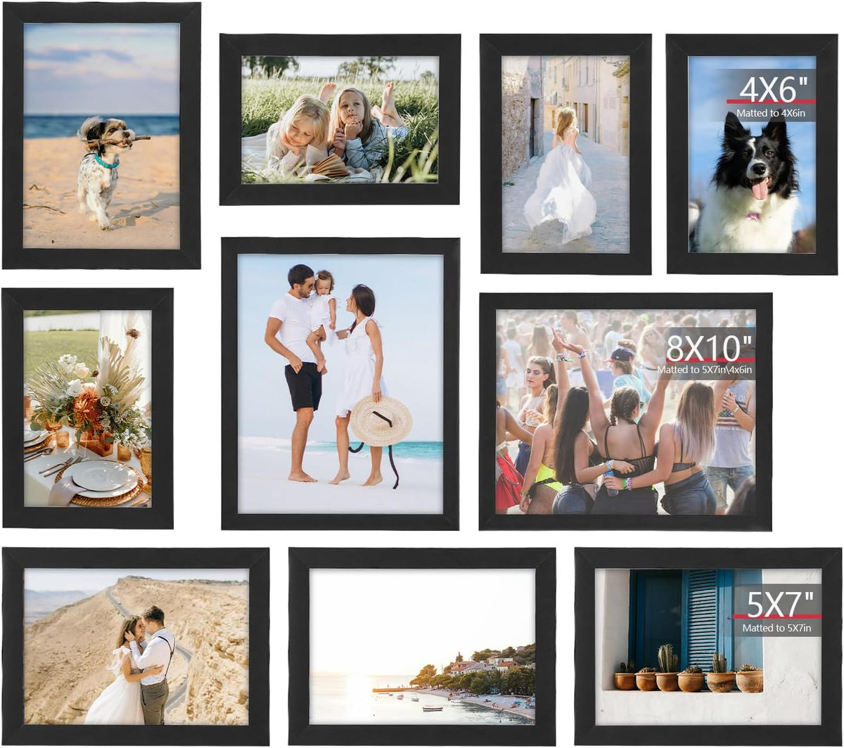 TWING Collage Picture Frames 10 Pack with Multi Size, Sleek Home Wall Decor