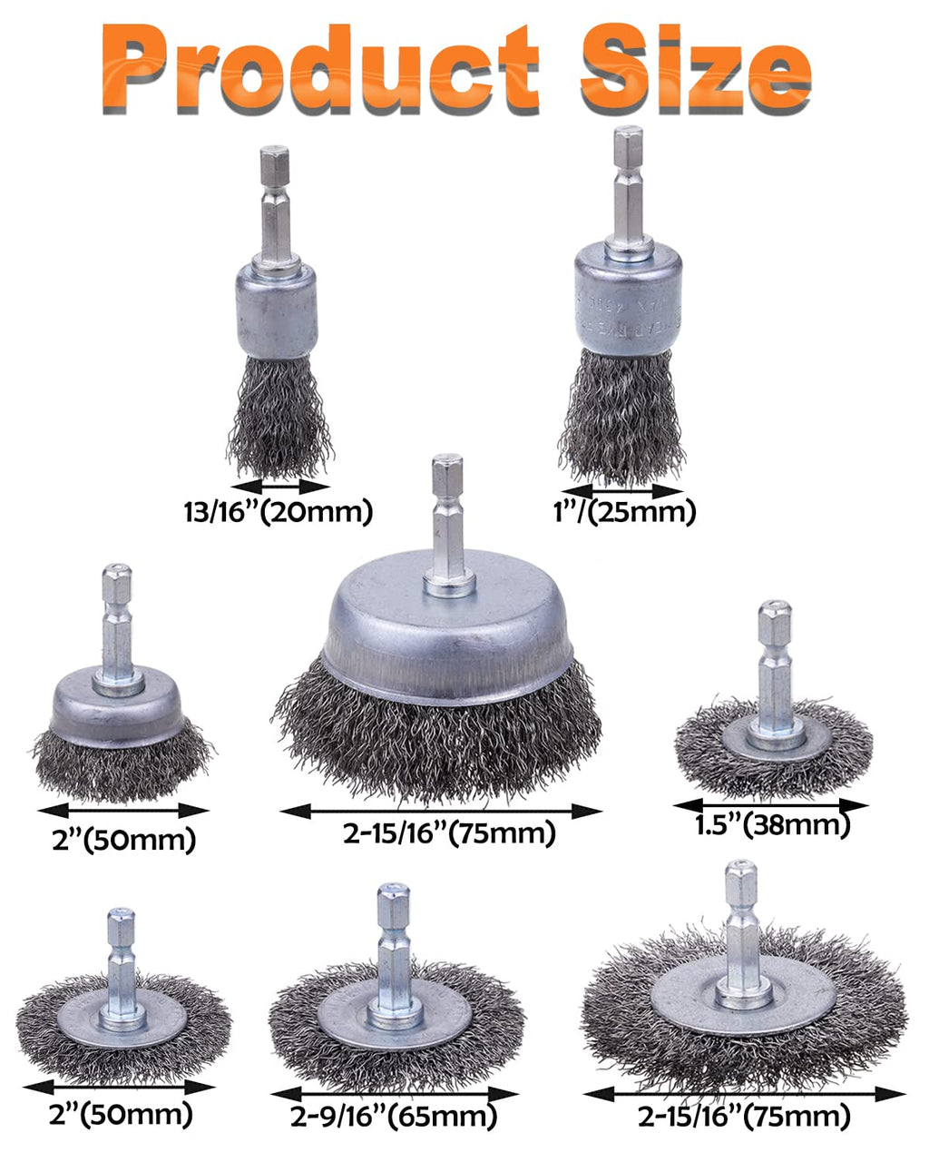 Rocaris 40 Pack Carbon Steel Wire Wheel Brush with 1/4-Inch Hex Shank