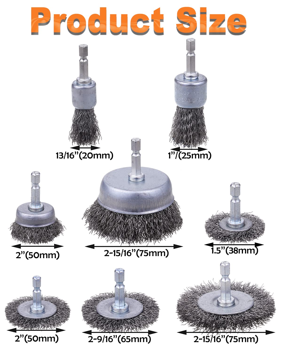 Rocaris 40 Pack Carbon Steel Wire Wheel Brush with 1/4-Inch Hex Shank