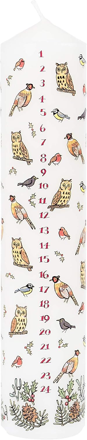 Alison Gardiner Winter Birds Pillar Candle, 50hr Burn, Unscented