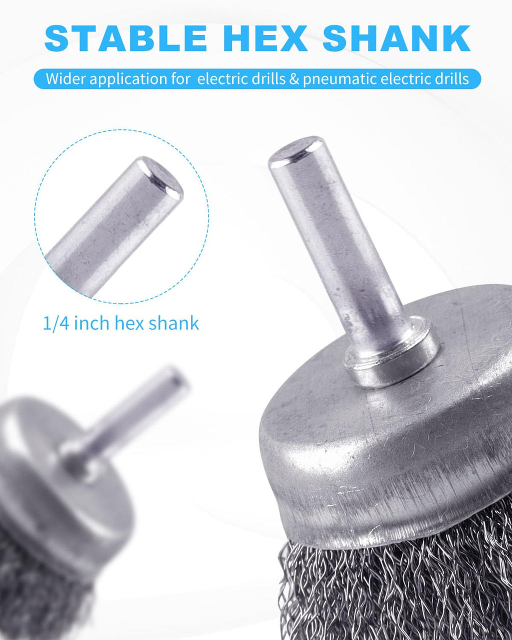 Rocaris 42 Pack Carbon Steel Wire Wheel Brush Set with 1/4-Inch Round Shank