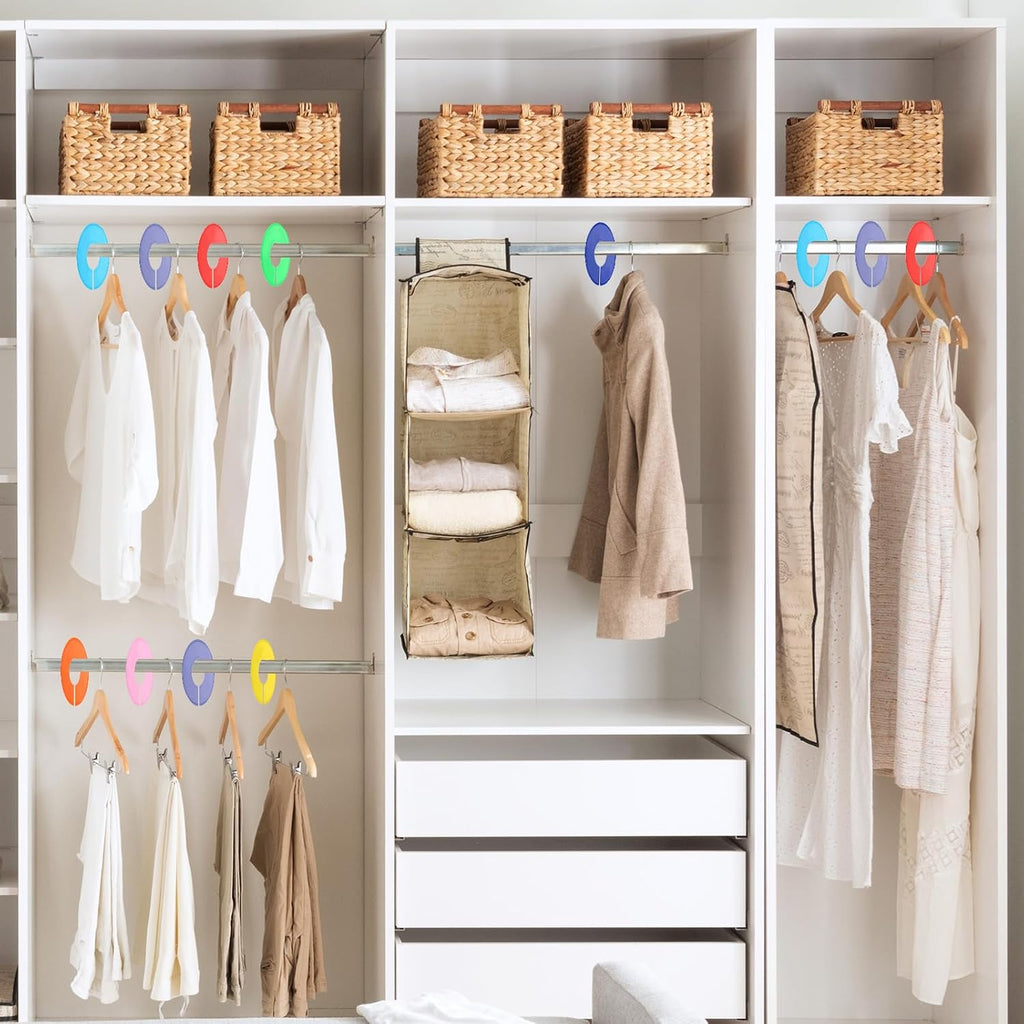 uxcell Clothes Dividers,20 Pack Round Closet Rack Dividers Clothing Rack Size Dividers Blank Labels with Marker Pen Writable & Reusable for Hanging Clothes Sorting Size, Light Blue