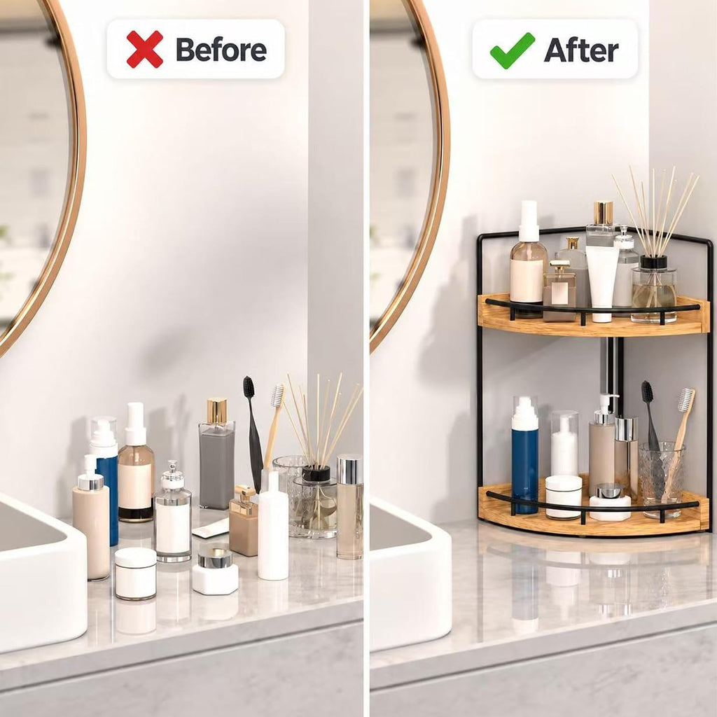 Dorhors Corner Bathroom Counter Organizer,Vanity Countertop Storage Shelf