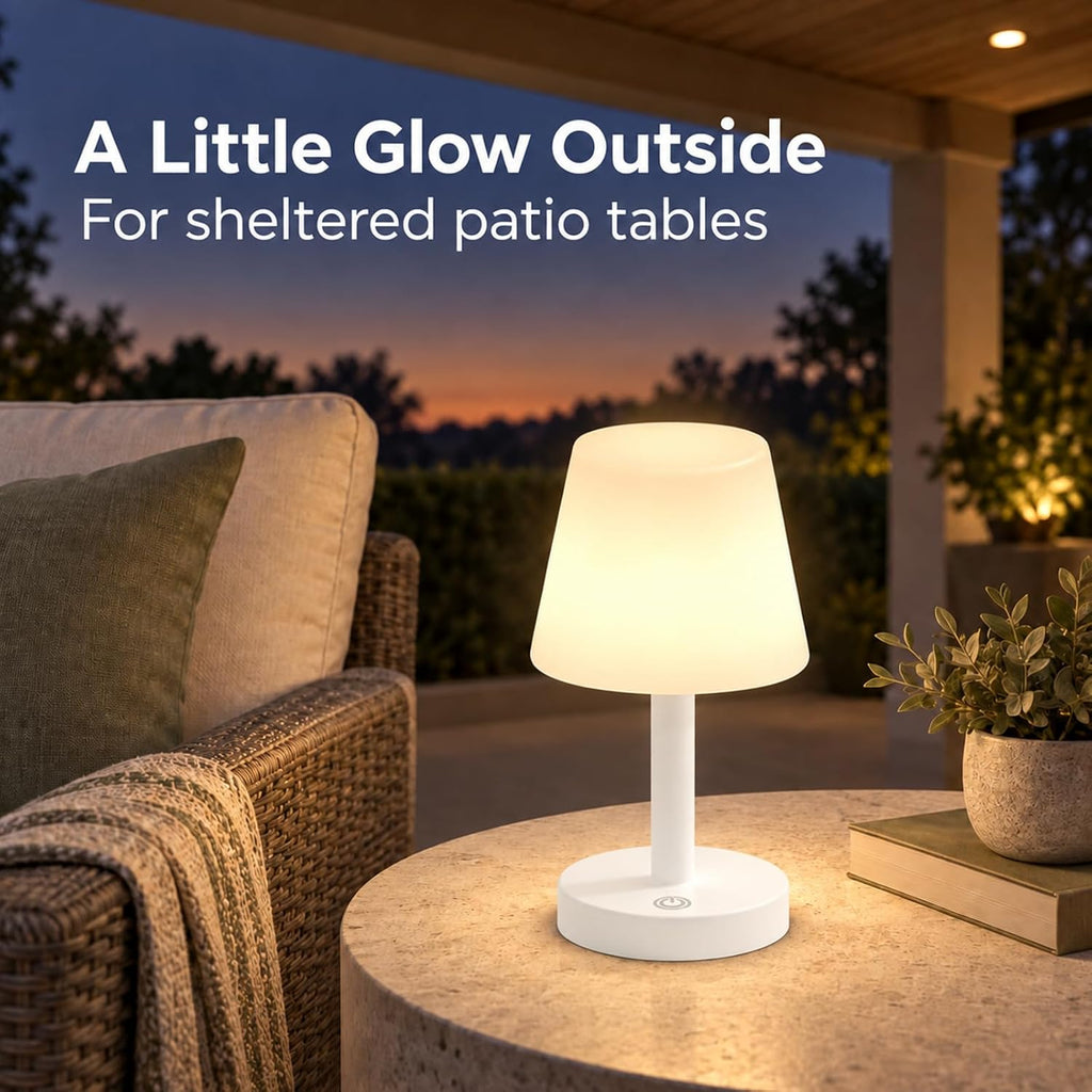 Mini Rechargeable Table Lamp, IP54 Cordless Shower Light, White, 1 Pack