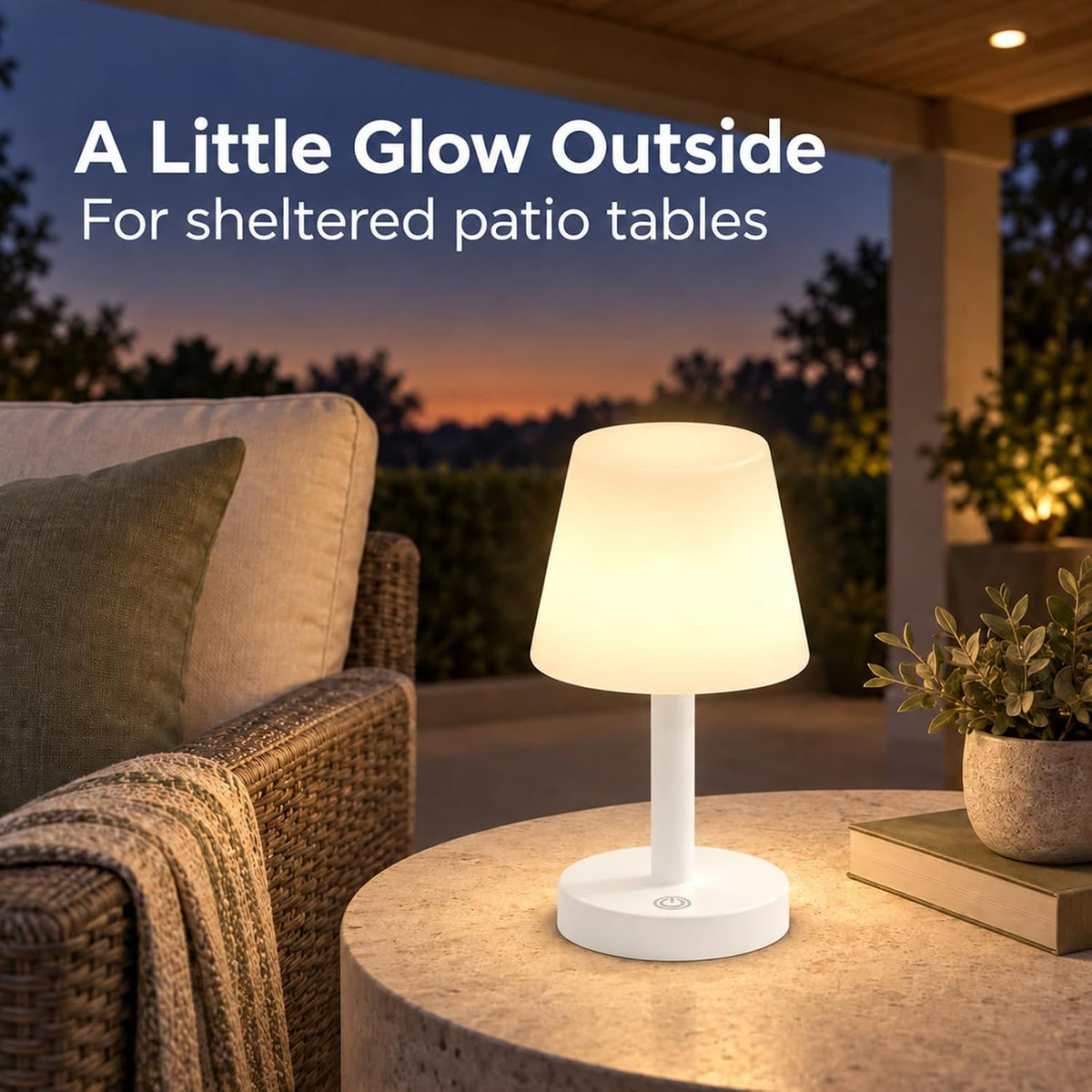 Mini Rechargeable Table Lamp, IP54 Cordless Shower Light, White, 1 Pack