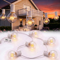 Abeja 25FT Outdoor White String Lights, G40 Globe Patio Lights with 27 Clear G40 Bulbs, Waterproof Hanging Outdoor Light for Backyard Porch Balcony Party Decor - White Wire