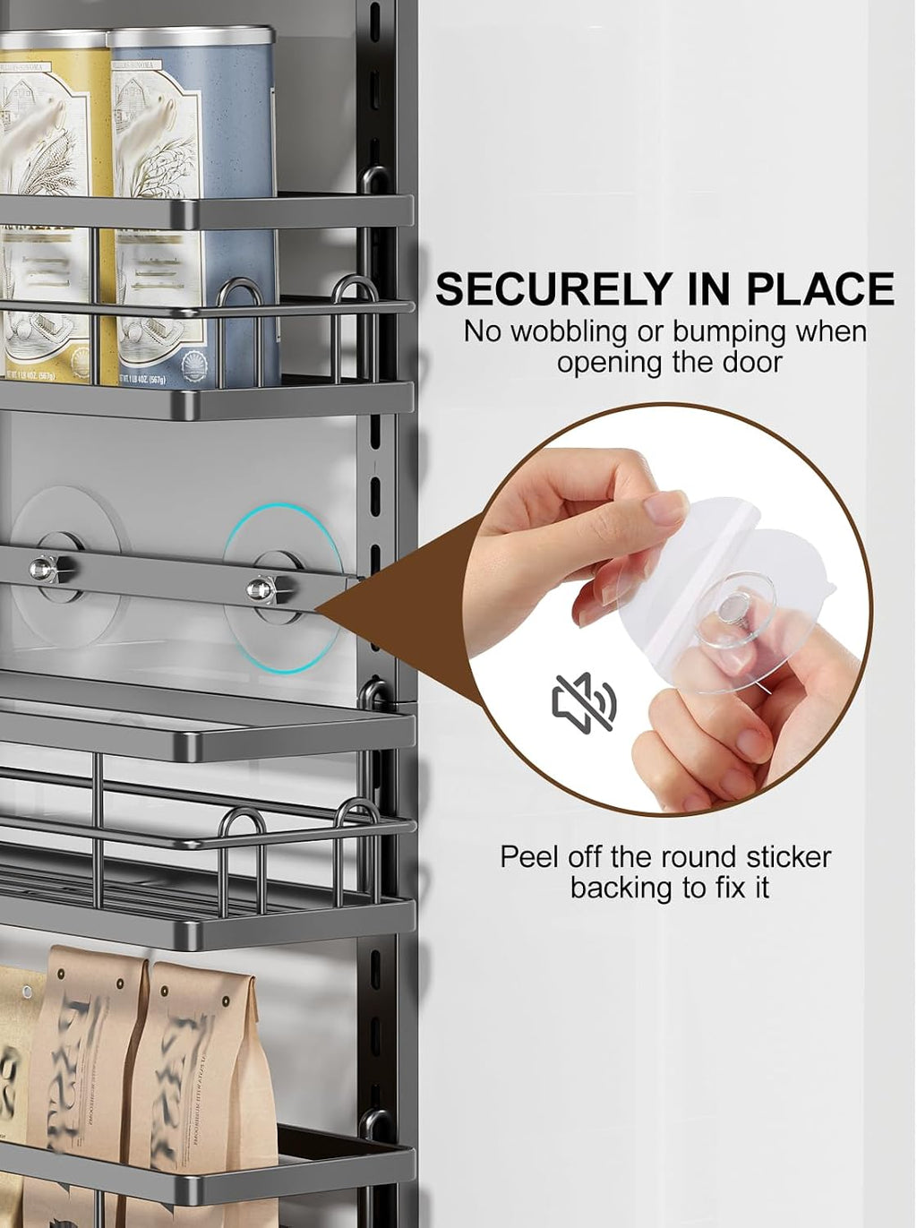 Delamu 9-Tier Over the Door Pantry Organizer, Adjustable Pantry Door Organizers and Storage, Metal Hanging Basket Wall Spice Rack Seasoning Organizer, Door Organizer Kitchen Bedroom Bathroom,12"Black