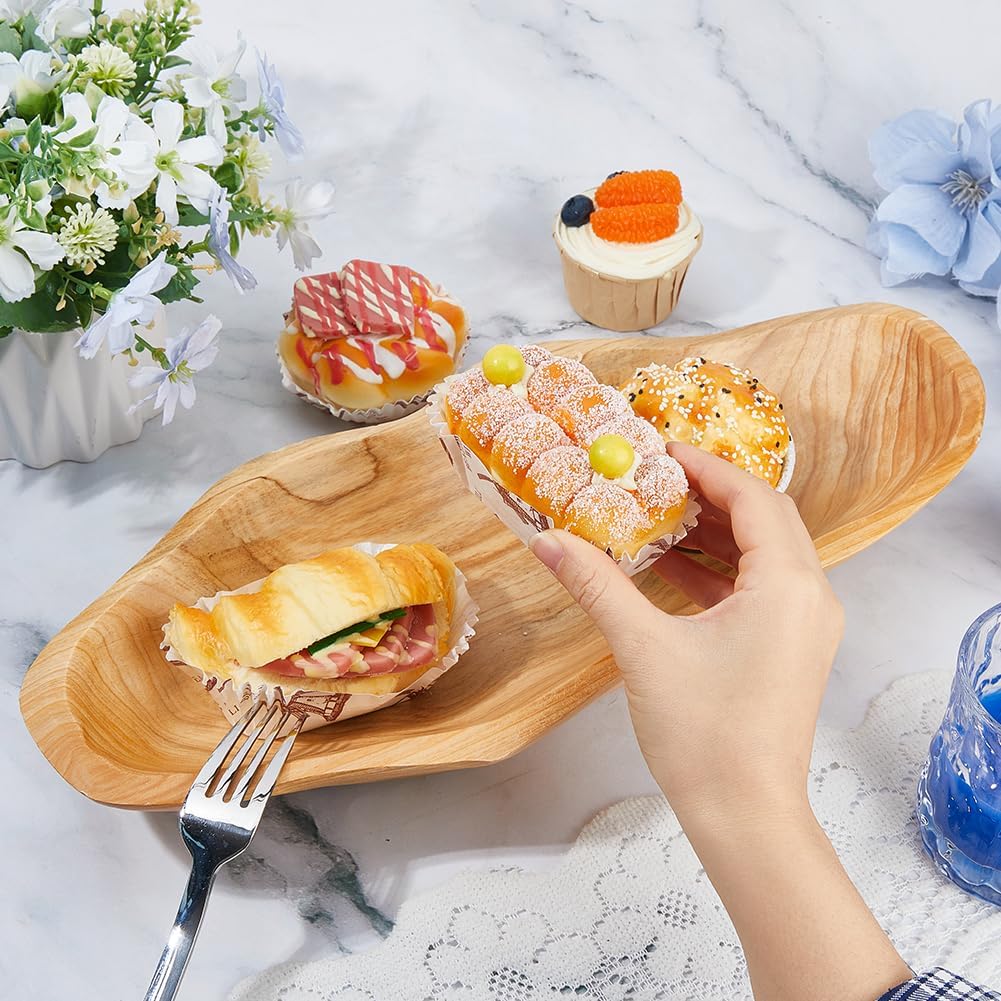 DICOSMETIC Wooden Fruit Bowl Rustic Fruit Tray Housewarming Serving Platter