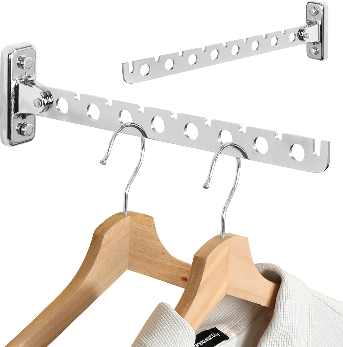 Alise Clothes Drying Racks Wall Mounted Coat Hangers,Polished Chrome,2 Pcs