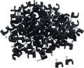 Antrader 0.3" Nail in Cable Clip for RG6 Cat6 Cable Management,Black,100pcs