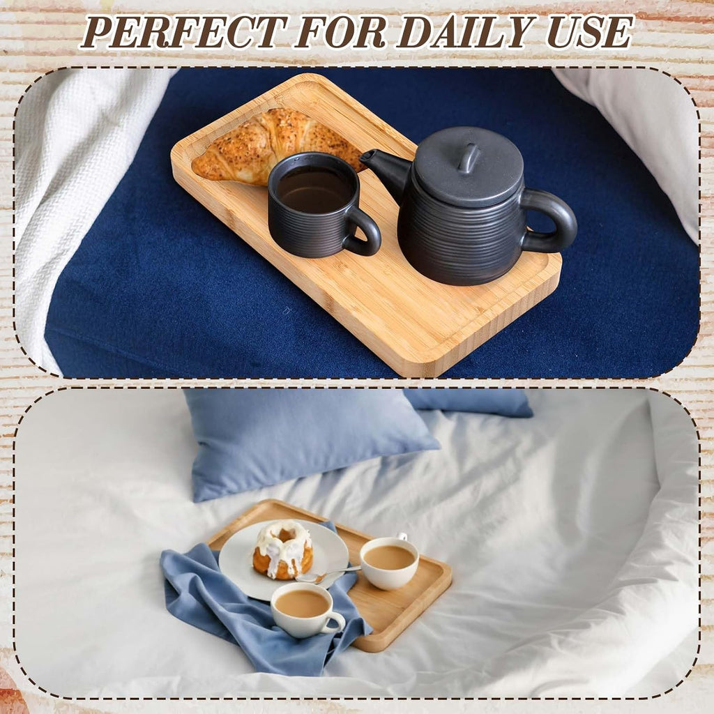 Sieral 3 Pcs Bamboo Tray for Bathroom Bamboo Vanity Bathroom Counter Organizer Decorative Tea Serving Tray for Dresser Coffee Table Home Toilet Tank Candle Perfume (11 x 5.9 Inch)