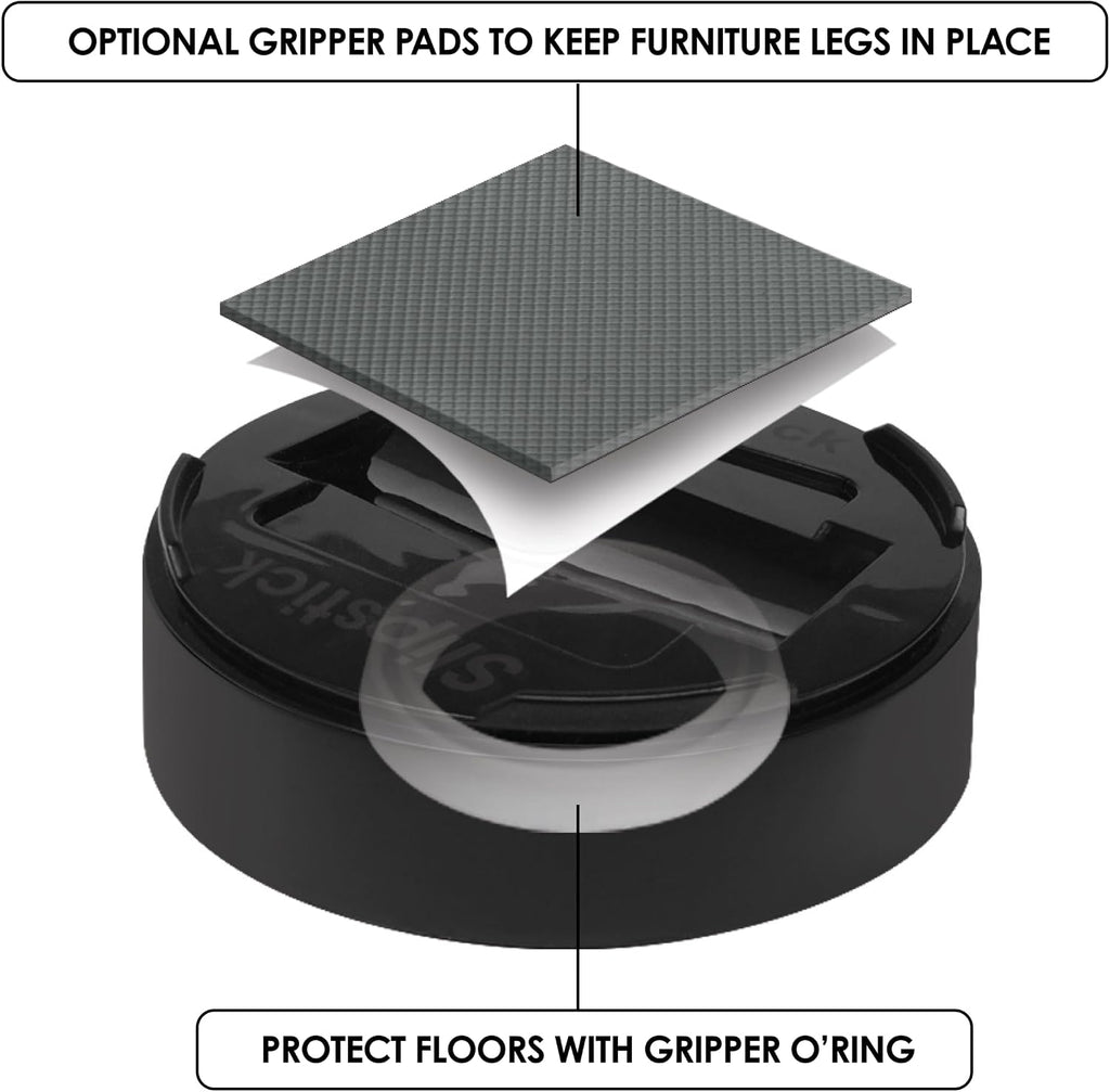Slipstick Stack-Its 1 Inch Adjustable Bed Risers/Furniture Risers (Set of 8) Lifts Height 1", 2" or 3" – Black Heavy Duty Risers for Desks, Couches, Sofas, Beds, Tables, Dressers, and More