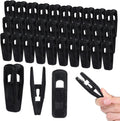 60 PCS Black Velvet Hangers Clips, Non-Slip Strong Finger Clip for Hangers