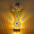 Mosaic Vase Lamp, Turkish Table Lamp with Wood Base, USB LED