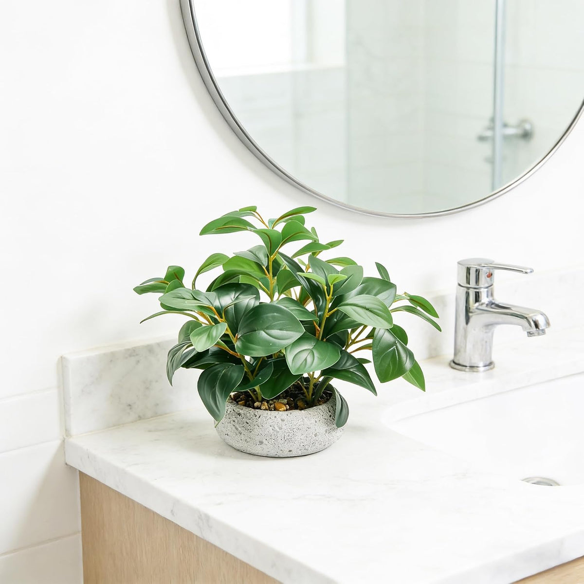 13" Realistic Fake Potted Plant Desk Office Bathroom Kitchen Shelf Decor