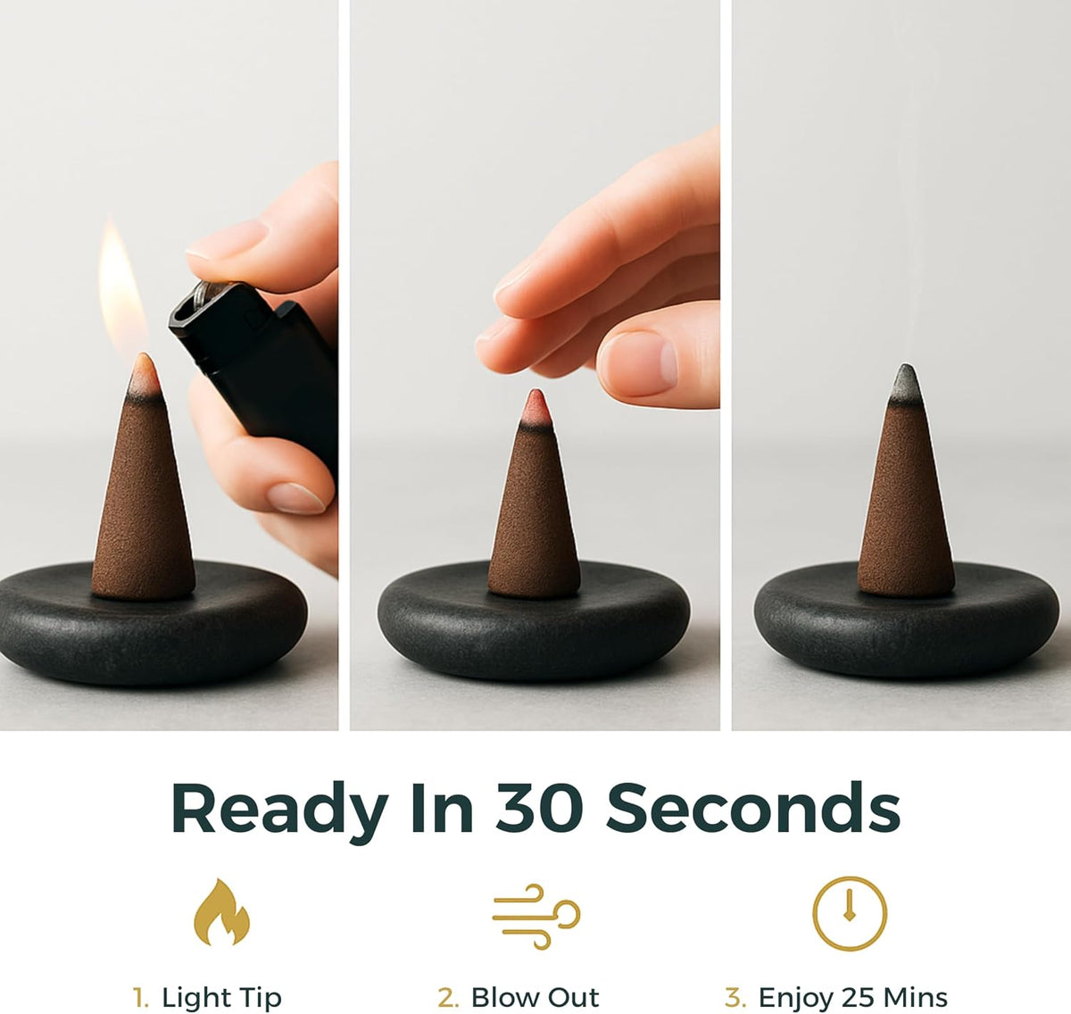 Fumino Californian White Sage Incense Cones 30 Pack - Handmade Natural Masala Incense Cones for Meditation & Home Fragrance, Low-Smoke Herbal & Cleansing Scent, Bureau Veritas Certified
