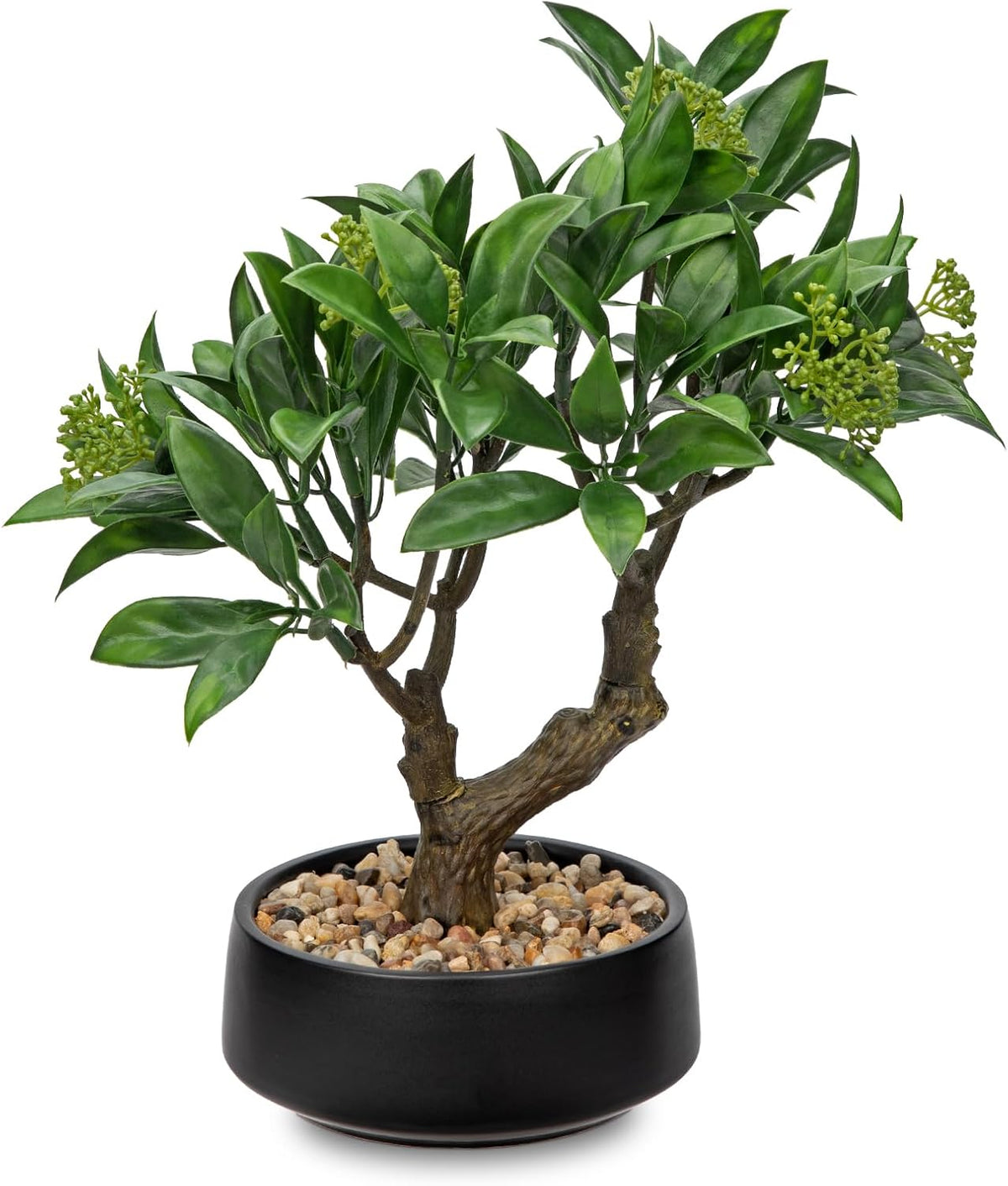 Artificial Bonsai Tree, Small Bay Laurel Bonsai Tree 13" Indoor Bonsai Tree