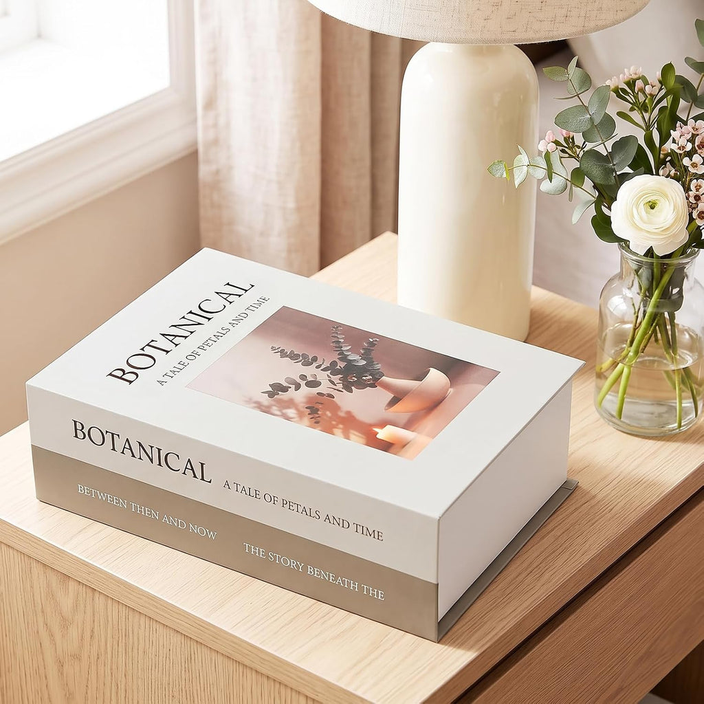 Book Shape Decorative Cable Management Box, Botanical