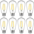 Ascher LED Edison Bulbs 6W, Equivalent 60W, High Brightness Cool White 4000K, 700 Lumens, ST58 Vintage LED Filament Bulbs with 80+ CRI, E26 Base, Non-Dimmable, Clear Glass, Pack of 8