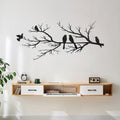 KINMAD Birds Metal Wall Decor Art - Outdoor Metal Hanging Wall Sculpture with Elegant Tree Branch - Wall Decor for Home Balcony Garden Living Room - Black (Large)
