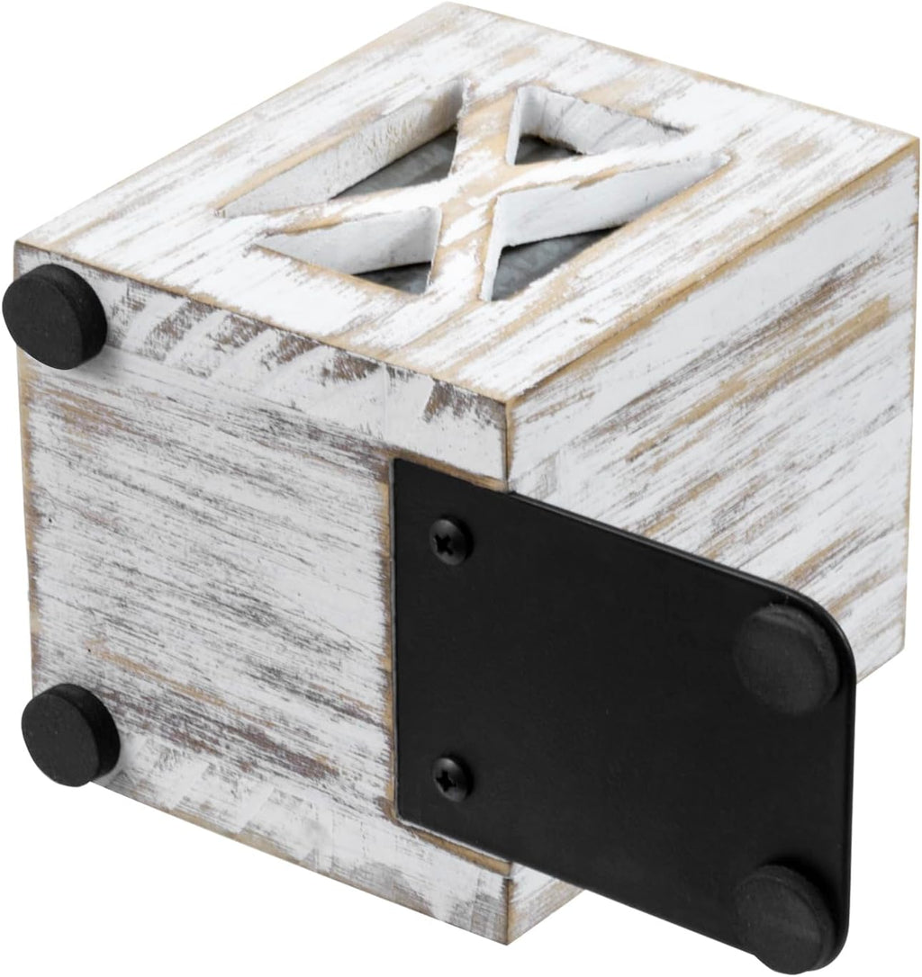 MyGift Decorative Bookends with Pencil Cup, Shabby Weathered White Washed Wood Bookends, Desktop Book Ends with Pen Holder Stationery Storage Bins for Home Office, Classroom, Dorm Room