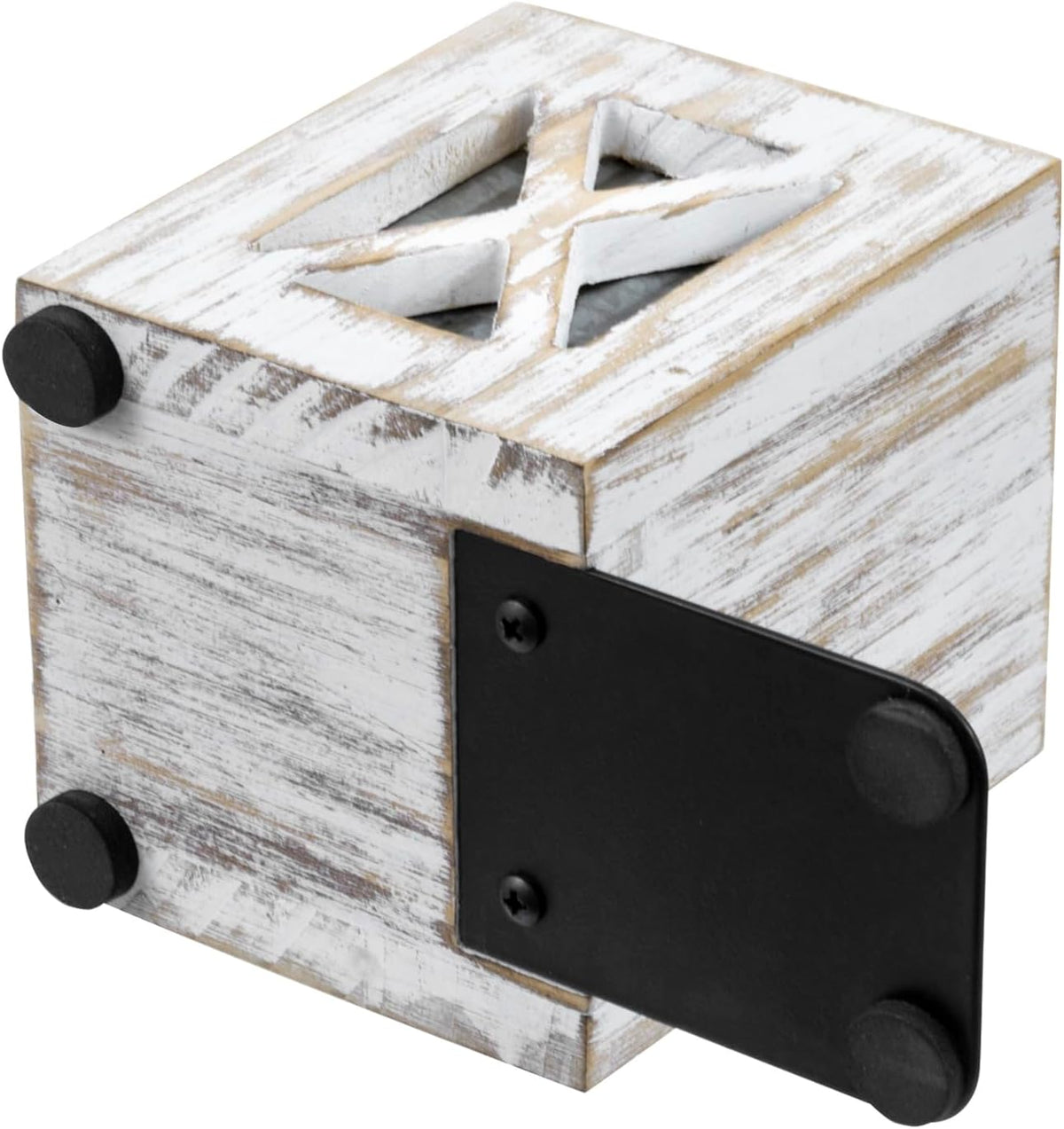 MyGift Decorative Bookends with Pencil Cup, Shabby Weathered White Washed Wood Bookends, Desktop Book Ends with Pen Holder Stationery Storage Bins for Home Office, Classroom, Dorm Room
