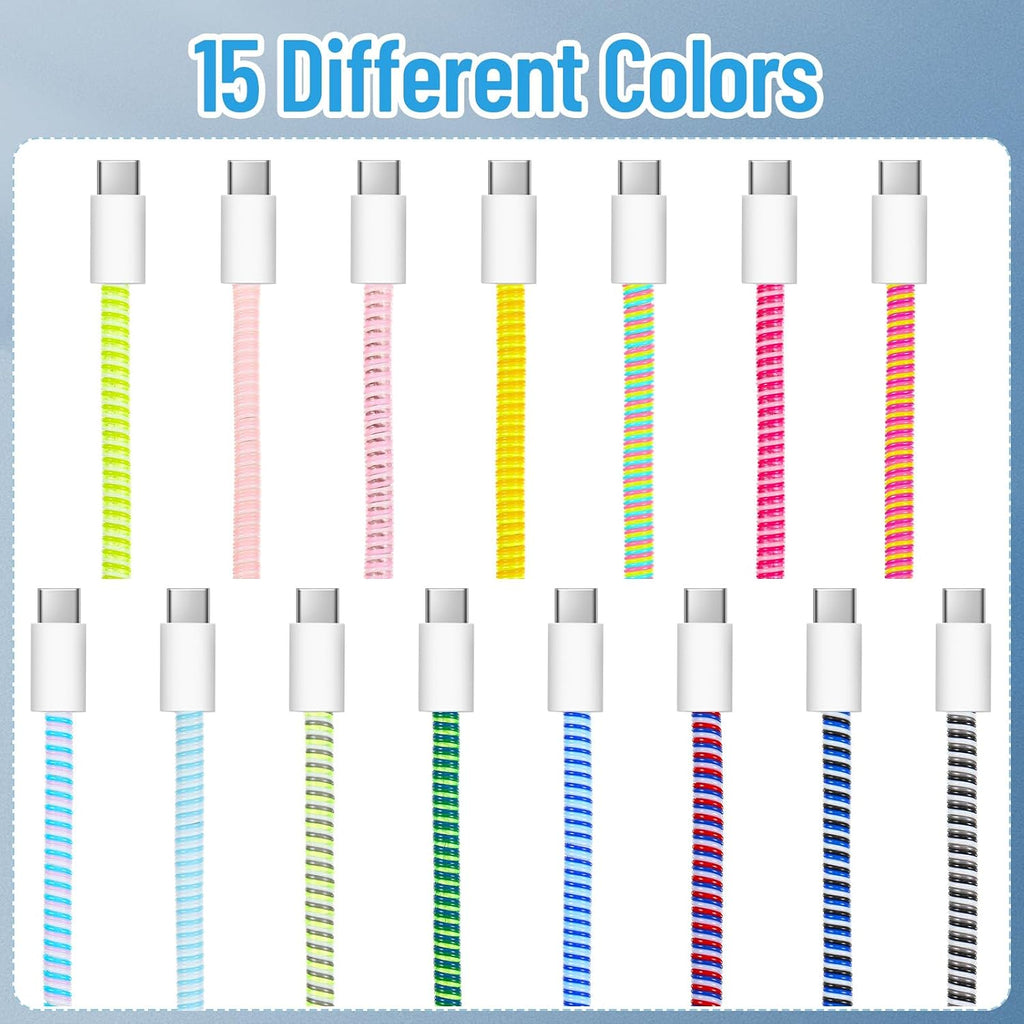 Frienda 15 Pcs Spiral Cord Protectors from Pets No Chew Bright Color