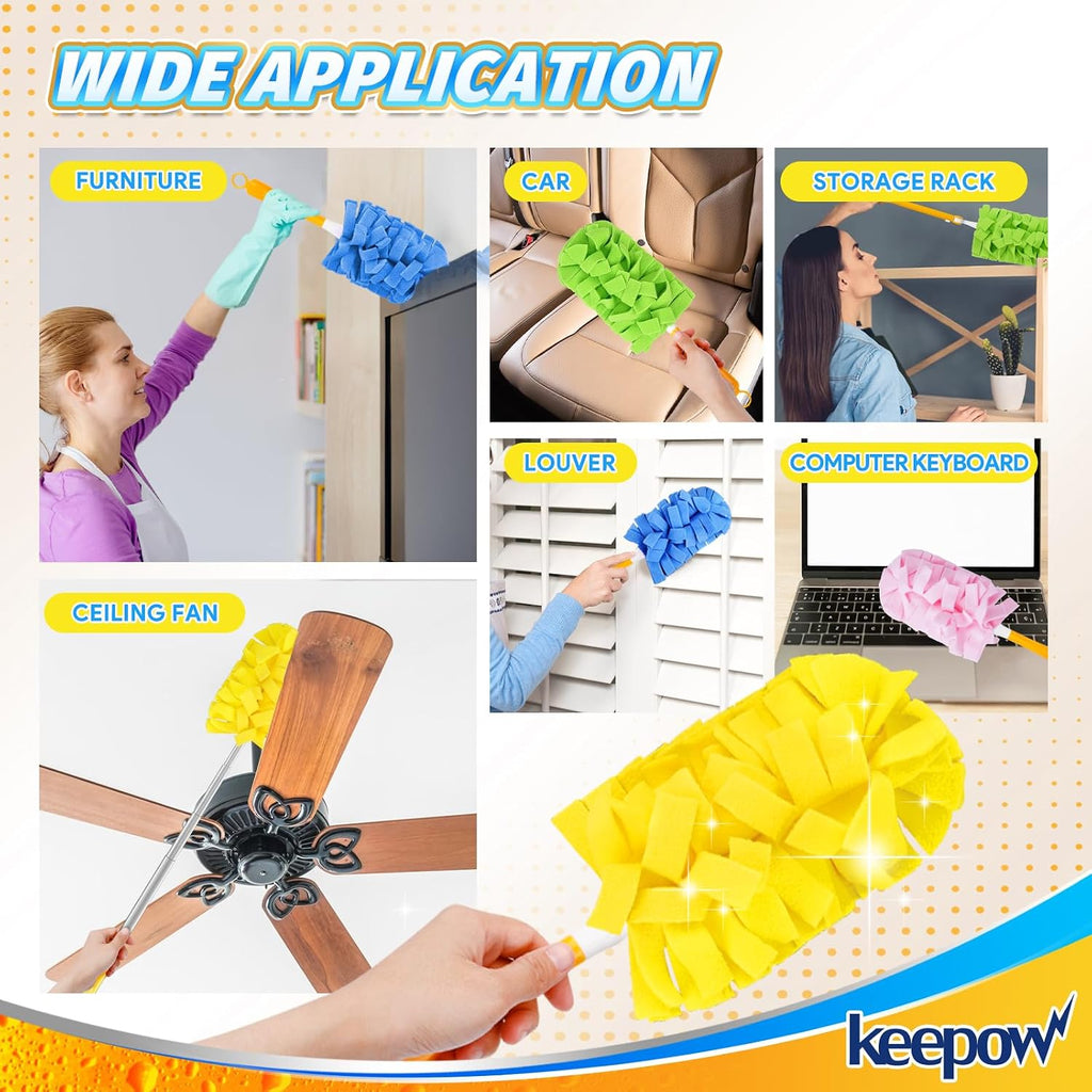 KEEPOW 6Pcs Duster Refills Compatible with Swiffer Hand, Heavy Duty Fleece