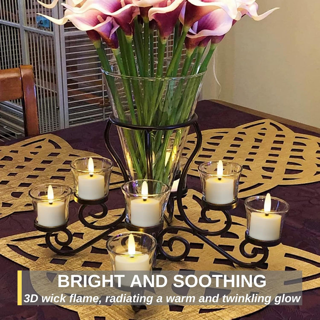 Homemory 12-Pack Rechargeable Tea Lights Candles with Remote, 4H/6H Timer
