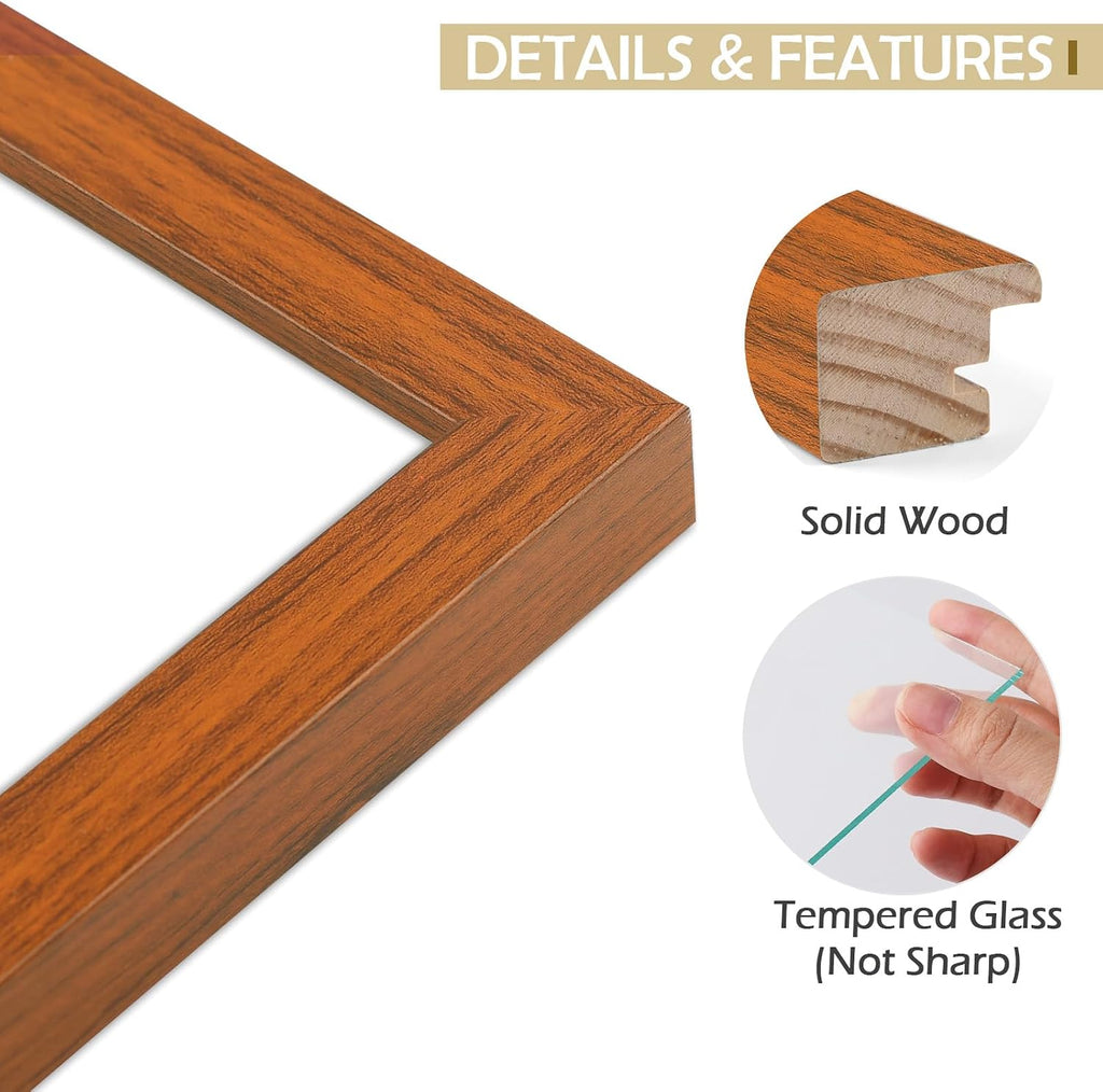 Golden State Art 5x7 Brown Picture Frame,Solid Wood&Real Glass,Fit 5x7