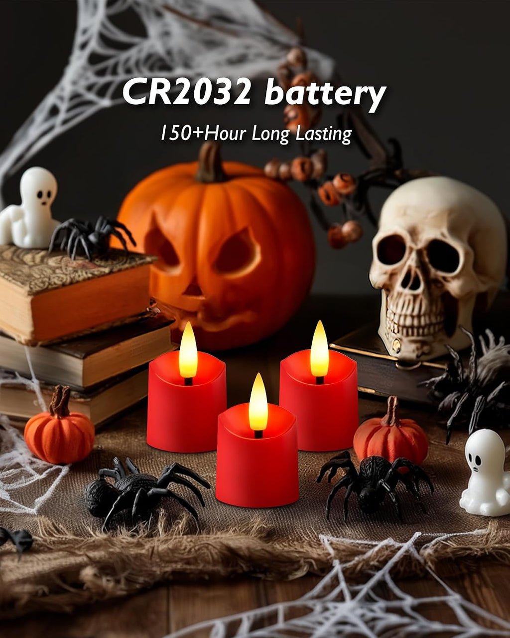 Homemory 12Pack Timer Flameless LED Votive Candles, Realistic Flickering 3D Flame Candles, Long Lasting Battery Operated Tealight, for Thanksgiving Day, Christmas, Wedding Decor-Red Base