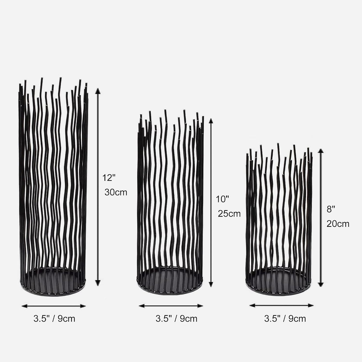 Candle Holders Set of 3 Black Metal Iron Pillar Candlestick Modern Indoor and Outdoor Candlestick Holders for Table Centerpiece Fireplace Mantel Decoration,Home,Party, Wedding,Dining Room Decor