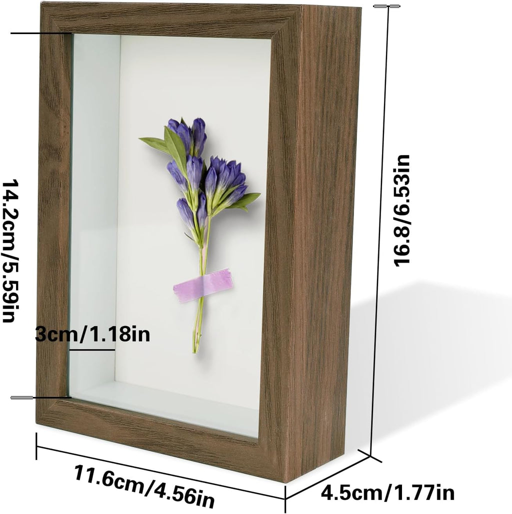 4x6 Small Walnut Color Shadow Box Frame Display Case