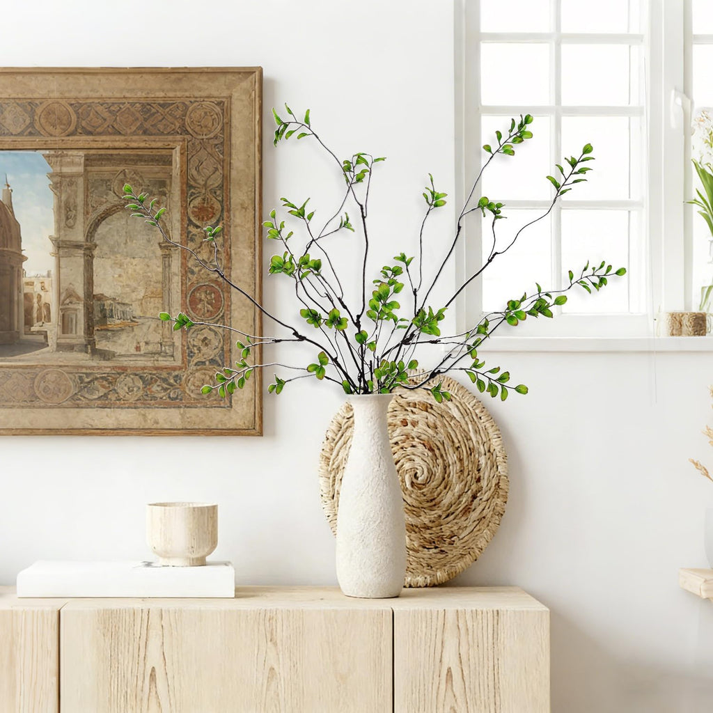 5 Pcs Artificial Ficus Branches for Vase, 38.5 Inch Faux Greenery Stems Realistic Flexible Faux Eucalyptus Stems Fake Plants for Office Home Tables Centerpieces Vase Filler Decoration