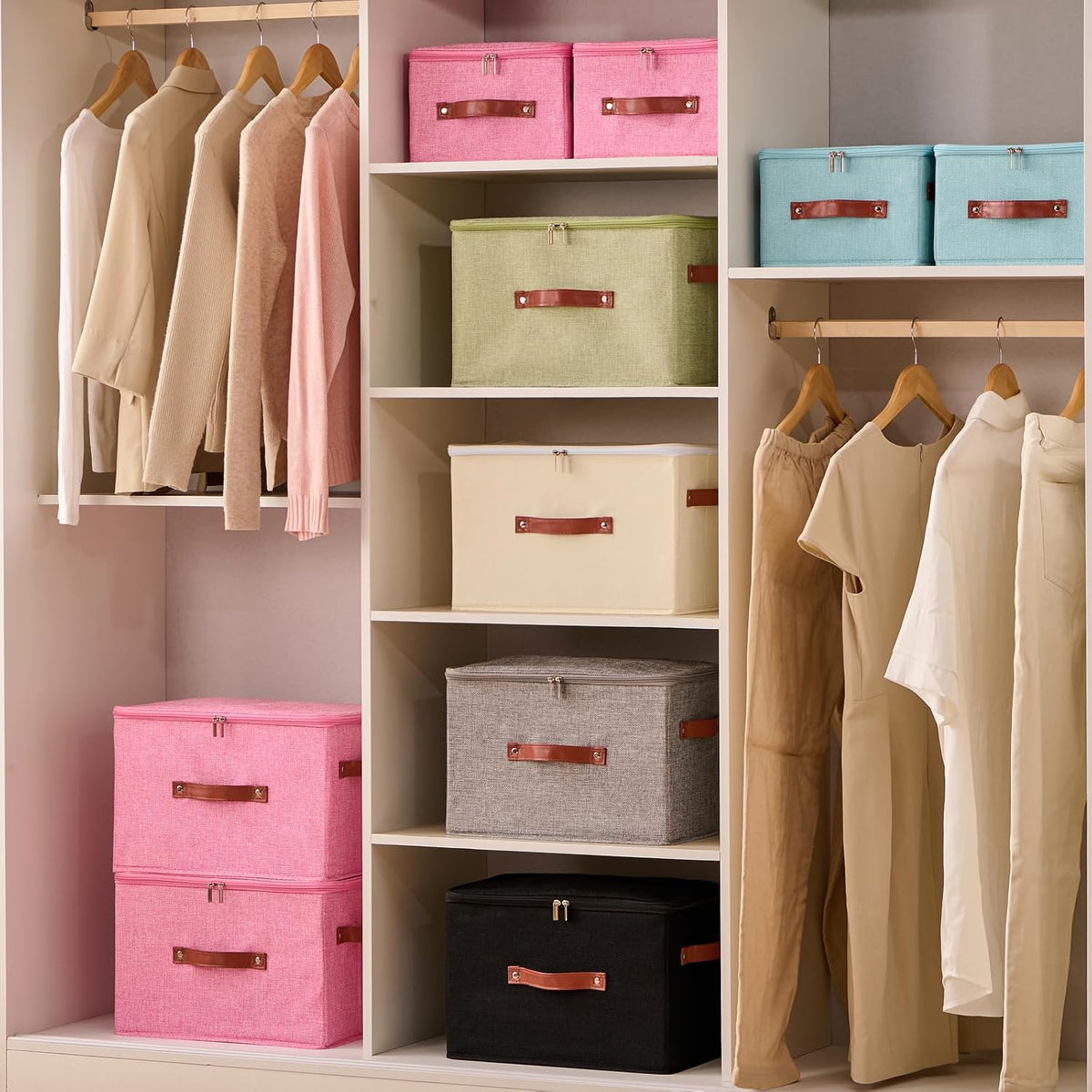 3PCS Storage Bins Boxes with Zippered Lid Decorative Baskets