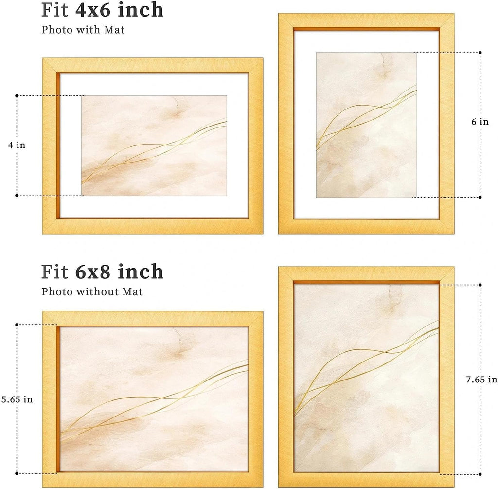 VIOLABBEY 4x6 Picture Frame Gold Set of 2 Shadow Box