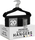 Utopia Home Kids Velvet Hanger 20 Pack – 11" Premium Baby Hangers - Black