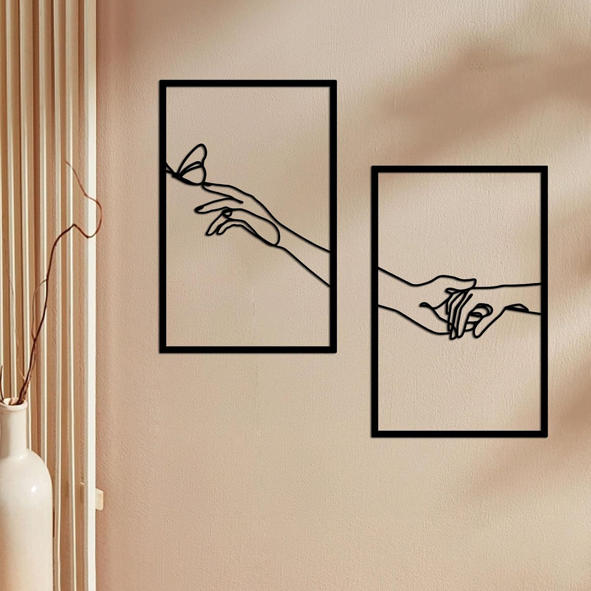 Minimalist Lines Female Body Hand Shape Metal Wall Art Decor,Modern Abstract Line Home Wall Sculptures, Accent Women Hanging Wall Sign for Bedroom Living Room Kitchen Decor