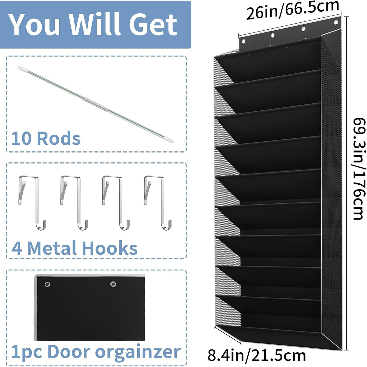 TAHAVICE 10-Tier Over The Door Shoe Organizer, Heavy Duty Hanging Storage