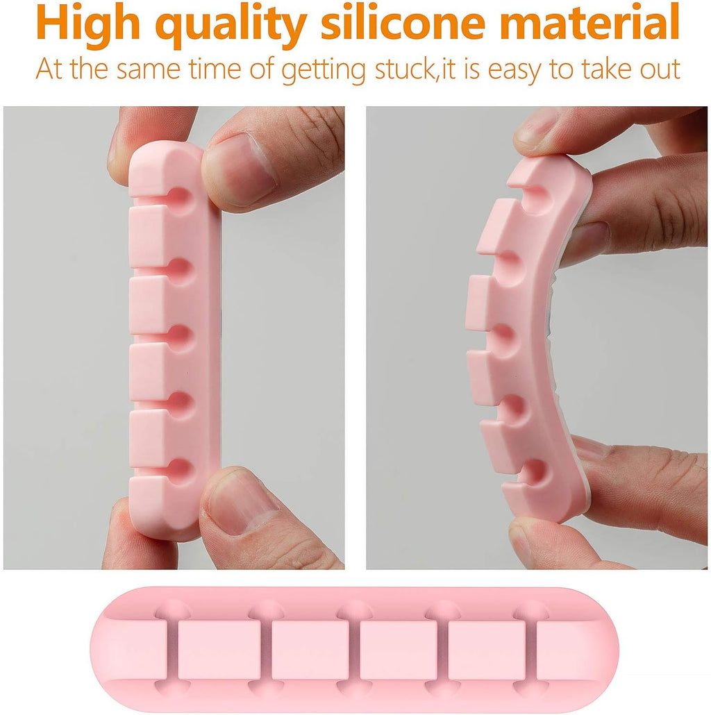 TviewSmart Cord Organizer for Desk, 5 Pack Cord Holders, Cable Clips, Pink
