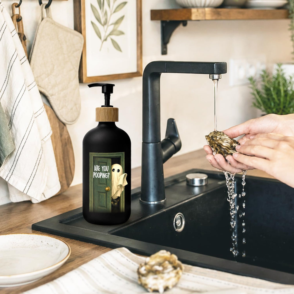 Funny Halloween Bathroom Glass Soap Dispenser with Pump