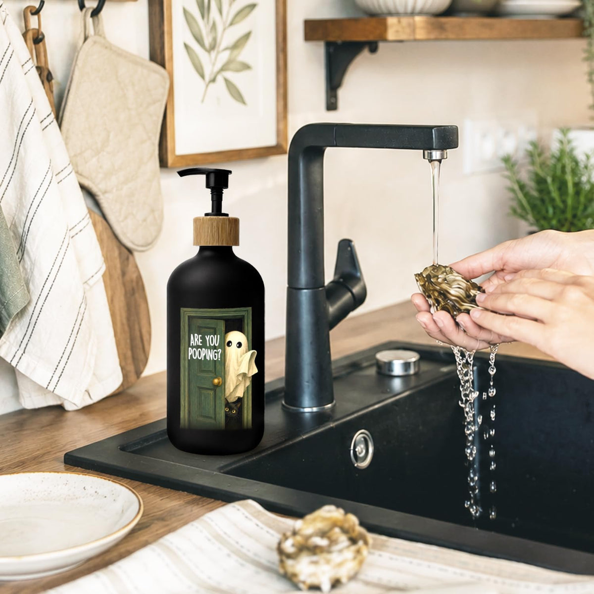Funny Halloween Bathroom Glass Soap Dispenser with Pump